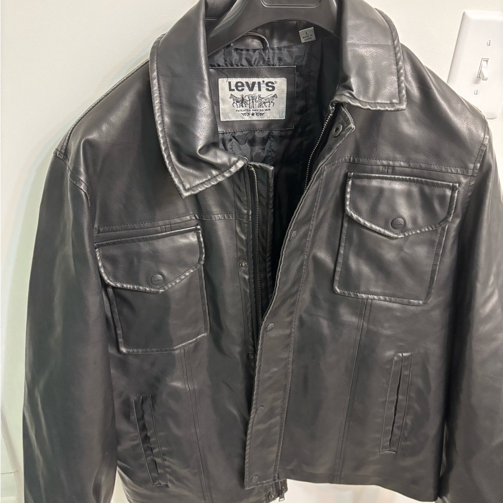 Levi's Black Leather Jacket for Men